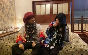 A modest Asian girl enjoys caressing with a sex toy